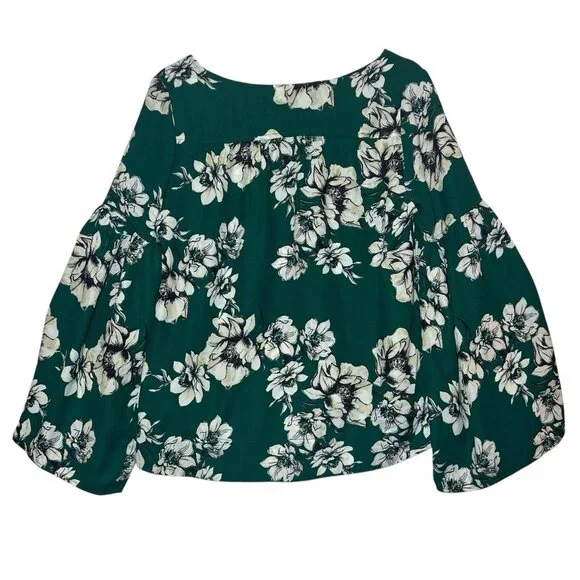 Sanctuary Anthropologie Women Top Small Size Green Floral Long Bell Sleeve - Picture 2 of 9